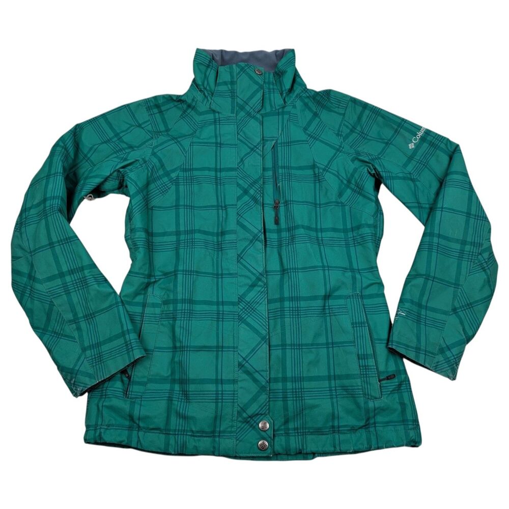 Columbia‎ Womens XS Jacket Green plaid interchange Lightweight Coat *READ